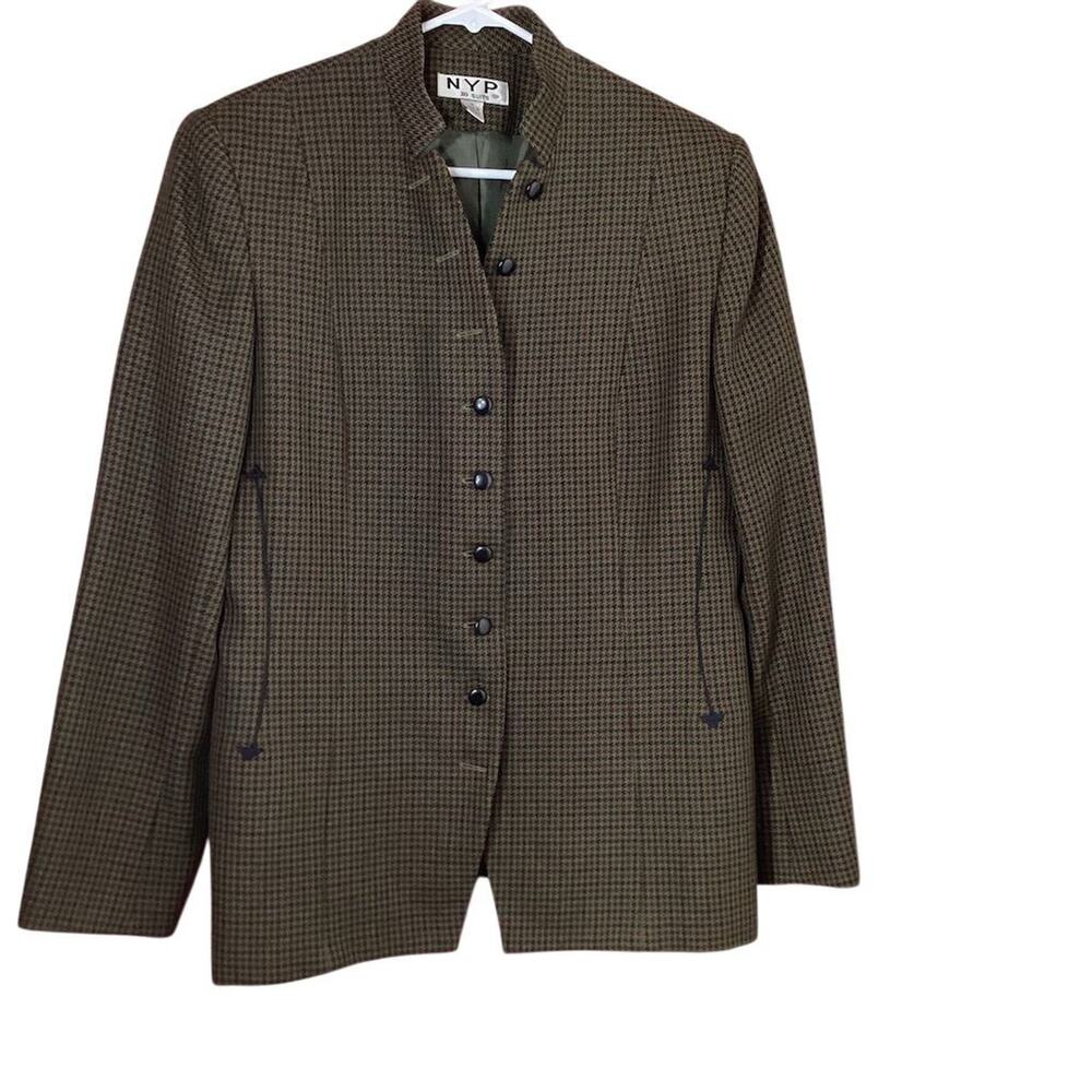 NYP‎ Suits Women's Brown Houndstooth Blazer Jacket Size 14